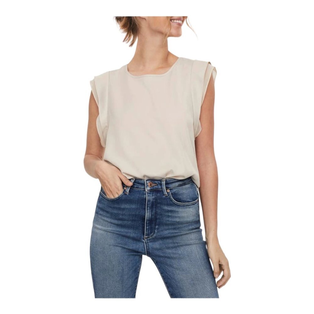 Nwt Aware by Vero Moda Delia Cap Sleeve Top / oatmeal